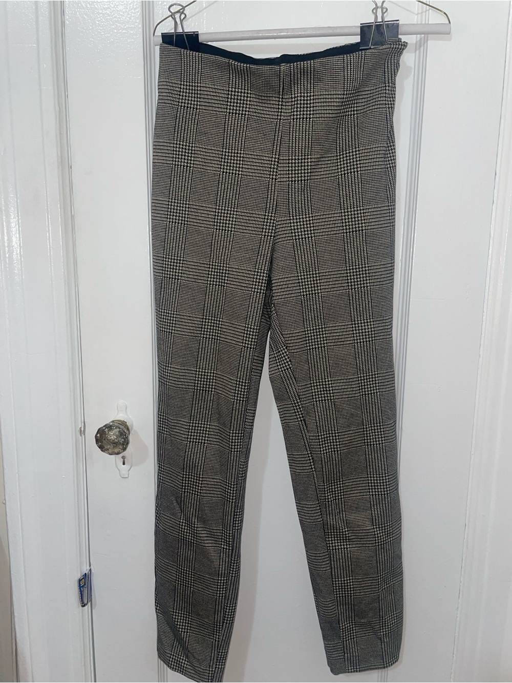 H&M Plaid Straight-Leg Trousers in Black and Gray